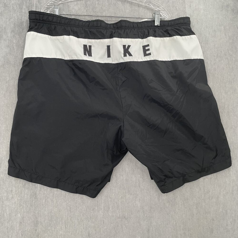 VINTAGE Nike Shorts Adult 2XL Black Lined Swim Trunks Swoosh Spell Out Mens XXL